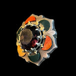 Sterling Silver Purple Glass & Agate Etched Large Scottish Brooch Antique