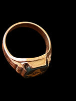 10K Gold Freemason Masonic Ring Bloodstone Size 8 Vintage Signet Style