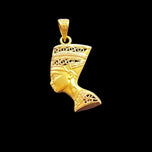 18K Yellow Gold Egyptian Nefertiti Mask Pendant Filigree Open Work