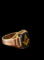 10K Gold Freemason Masonic Ring Bloodstone Size 8 Vintage Signet Style