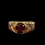 10K Yellow Gold & Garnet Nugget Style Ring Size 7 3/4