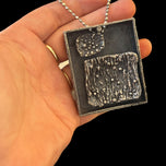 Guy Vidal Sculptural Modernist Abstract Plated Pewter Shadowbox Statement Necklace