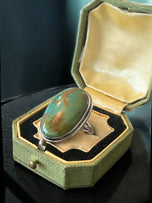 Sterling Silver Turquoise Navajo Chief Dodge Designer Ring Size 10.5 E.J. Bighand
