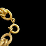 18K Yellow Gold Textured Cable Link Hollow Unisex Bracelet
