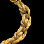 18K Yellow Gold Textured Cable Link Hollow Unisex Bracelet