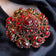 Large Antique Bohemian Rose Cut Garnet Silver Gilt Domed 3-D Brooch