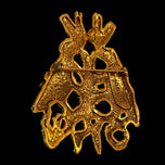 Jack Lipchitz Brutalist Style Brooch in Gold Plated Brass with Glass Turquoise Coloured Stone