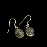 Sterling Silver Vintage Green Moss Agate Drop Earrings
