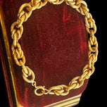 18K Yellow Gold Textured Cable Link Hollow Unisex Bracelet