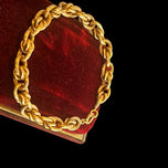 18K Yellow Gold Textured Cable Link Hollow Unisex Bracelet