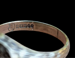 9K Gold and Diamond Cluster Signet Style Vintage Ring Wood Grain Design