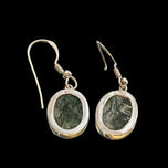 Sterling Silver Vintage Green Moss Agate Drop Earrings