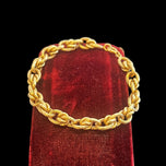 18K Yellow Gold Textured Cable Link Hollow Unisex Bracelet
