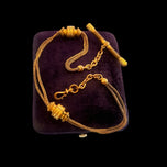 Antique Victorian French Gold Filled Watch Chain With Ornate Slider Fobs T Bar & Bolt Ring Clasp
