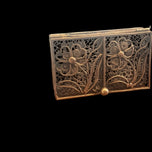 Antique Sterling Silver Filigree Hinged Pill Trinket Box Floral Motif