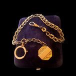 Antique Victorian Rose Gold Filled Watch Chain with Fob & Bolt Ring Clasp