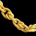 18K Yellow Gold Textured Cable Link Hollow Unisex Bracelet