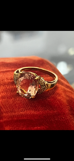 10K Yellow Gold Pale Morganite & Diamond Ring