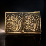 Antique Sterling Silver Filigree Hinged Pill Trinket Box Floral Motif