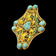 Sterling Silver Vermeil Art Nouveau Filigree, Enamel & Turquoise Brooch