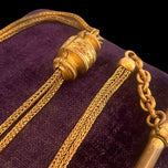 Antique Victorian French Gold Filled Watch Chain With Ornate Slider Fobs T Bar & Bolt Ring Clasp