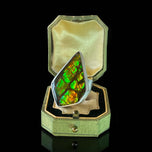 Sterling Silver Large Ammolite Statement Ring Size 8