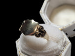 10K Yellow Gold Shield Signet Pinky Ring Scrollwork Accents Size 3 1/2