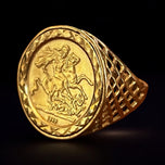 George and Dragon 9 CT 9K Gold 1949 Replica Sovereign Coin Ring