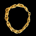 18K Yellow Gold Textured Cable Link Hollow Unisex Bracelet