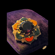 Sterling Silver Purple Glass & Agate Etched Large Scottish Brooch Antique
