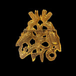 Jack Lipchitz Brutalist Style Brooch in Gold Plated Brass with Glass Turquoise Coloured Stone