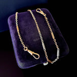 9CT Rose Gold & White Gold Bi Colour Bar Link Pocket Watch Chain With 2 Dog Clips