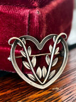 Georg Jensen Arno Malinowski Heart Leaf Brooch Denmark MCM 242B 1940s