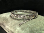 18K White Gold & Diamond Filigree Art Deco Bangle Bracelet