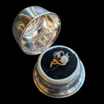 10K Gold Hematite and Cultured White Pearl Double Set Ring: Unique Setting
