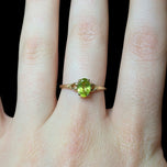 10K Yellow Gold & Natural Diopside Heart Shouldered Ring Size 6
