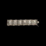 Sterling "S&F" Filigree Storytelling Panel Link Bracelet Asian Figures & Symbols