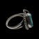 Native American Natural Turquoise Sterling Silver Ring Feather Decal Size 8 3/4