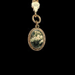 Antique Victorian Gold Fill Pocket Watch Chain & Double Sided Locket Fob: Yellow & Moss Agate