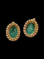 14K Yellow Gold Jadeite Cabochon Earrings