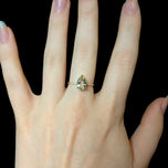 10K Yellow Gold Teardrop Pale Blue / Green Quartz & CZ Ring Size 6