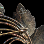 Sterling Silver Denmark Jemax Blue Leaf Guilloche Enamel Brooch