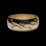 10K Yellow Gold Flower / Floral Stamped Band 8mm Size 9 1/2