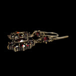 Gilt Silver / Gold Wash / Vermeil Bohemian Garnet Flower Cluster Drop Earrings Hinge Hoop