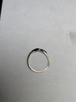 10K Yellow & White Gold Channel Set Double Diamond Bypass Ring Size 5