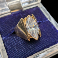 14K Cubic Zirconia Vintage Ring High Marquise Style Setting