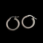 10K White Gold CZ Stardust/ Glitter Finish Hoop Earrings Made in Italy by Bella