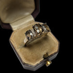 14K Yellow Gold Cushion Cut Smokey Quartz & Diamond Ring Size 8 3/4