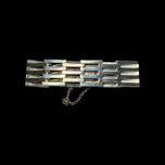 Mexican Sterling Silver Gate Panel Link Bracelet: Signed JS Eagle Stamp Vintage