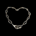 Sterling Silver Abstract Interlinking Chain Panel Necklace Mexico